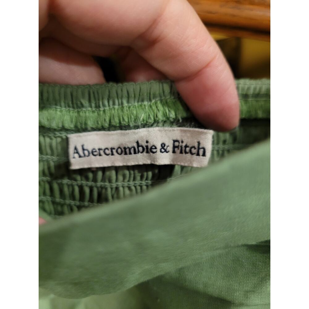 Abercrombie Emerson Poplin Puff Sleeve Midi Dress Green L Cottagecore - Picture 3 of 7